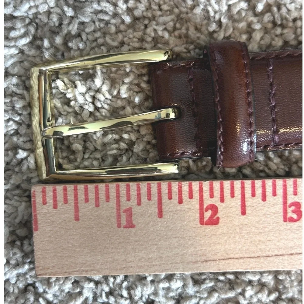 Jos A Bank Mens Brown Leather Belt Gold Tone Buckle Size 38 Dress 3702